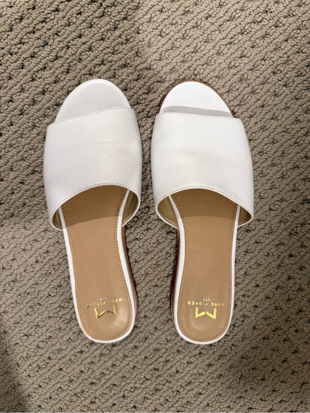 Marc Fisher White Slide Mules